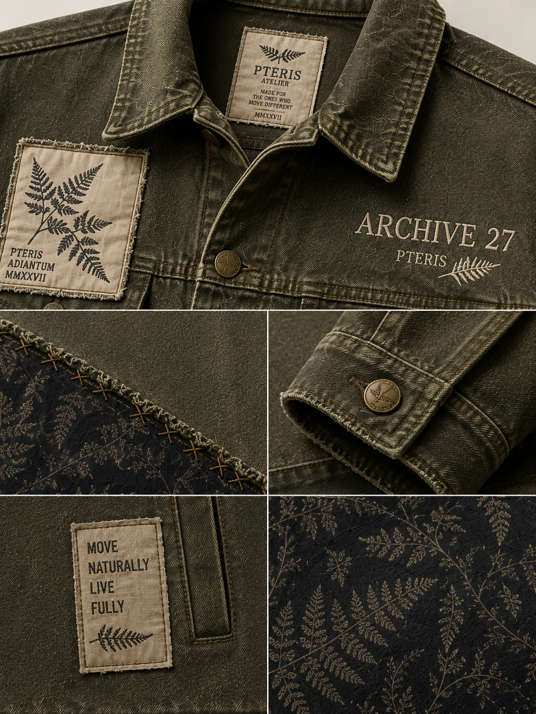 Archive 27 "Rooted in Motion" Olive Denim Jacket