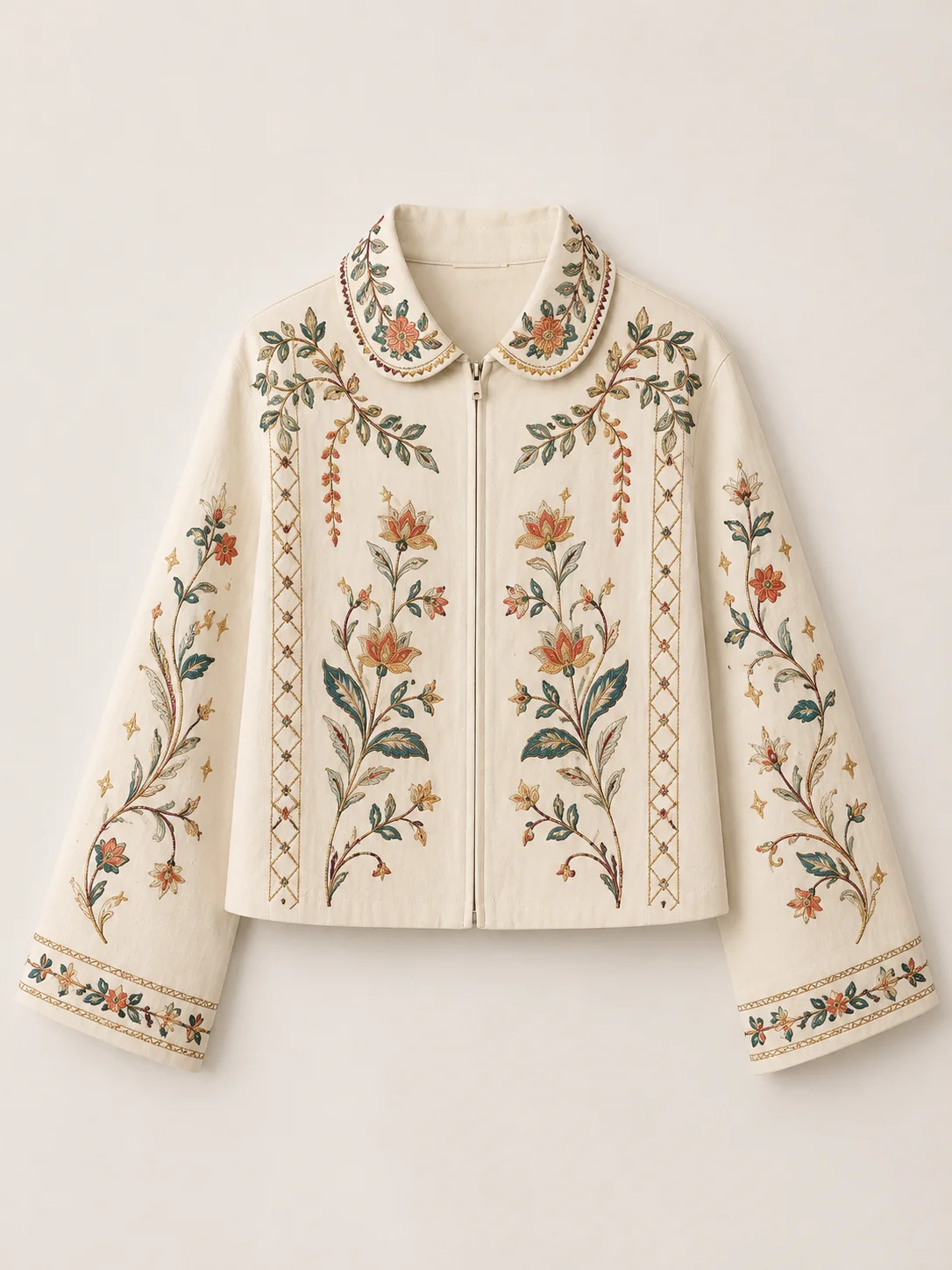 Bloom Heritage Embroidered Floral Jacket – Ivory