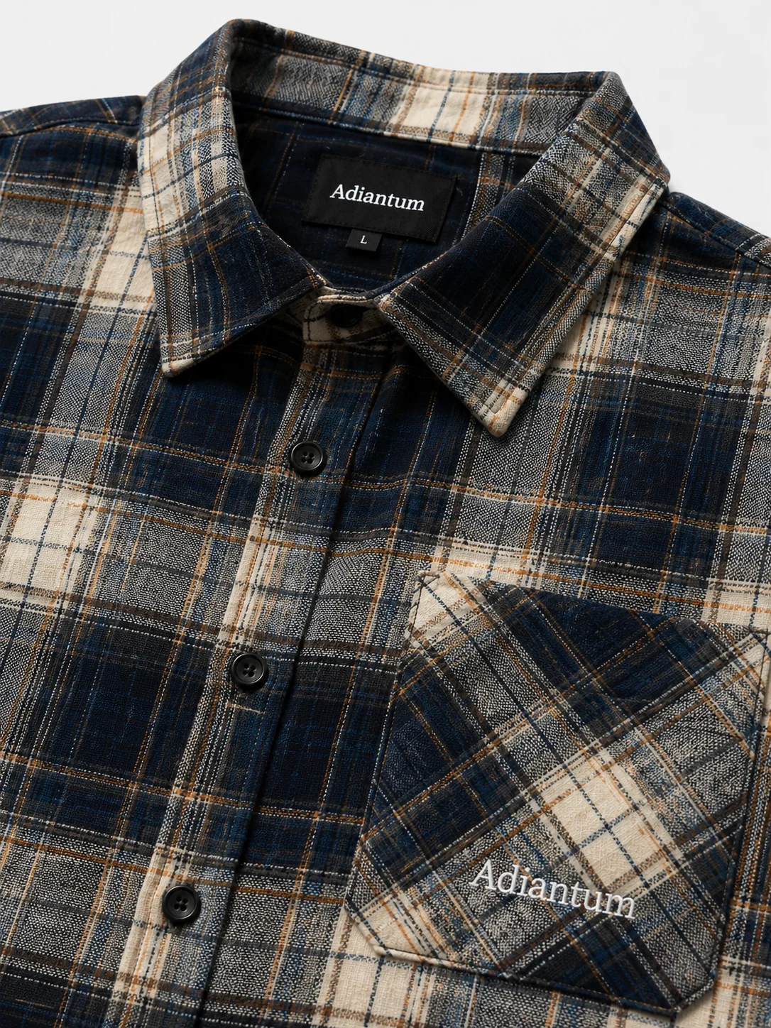 Adiantum Classic Plaid Flannel Shirt – Navy & Beige