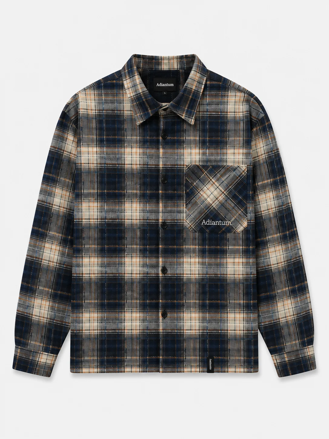 Adiantum Classic Plaid Flannel Shirt – Navy & Beige