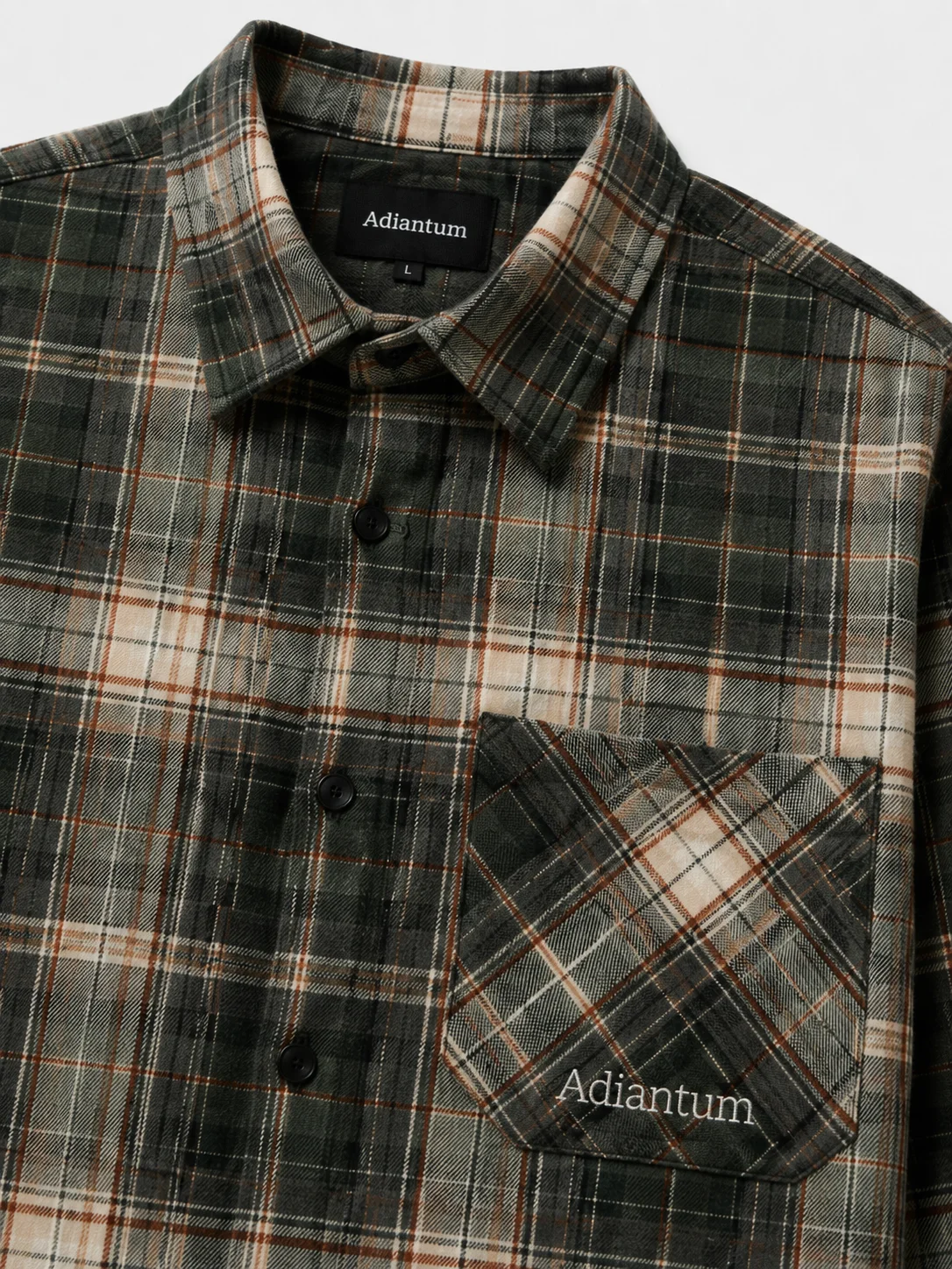 Adiantum Classic Plaid Flannel Shirt – Beige & Navy