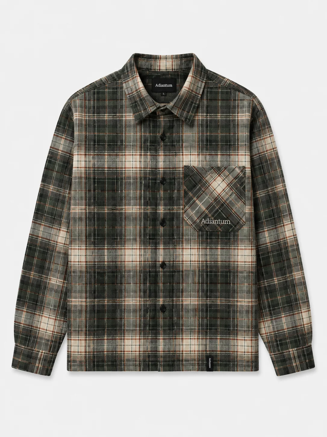 Adiantum Classic Plaid Flannel Shirt – Beige & Navy