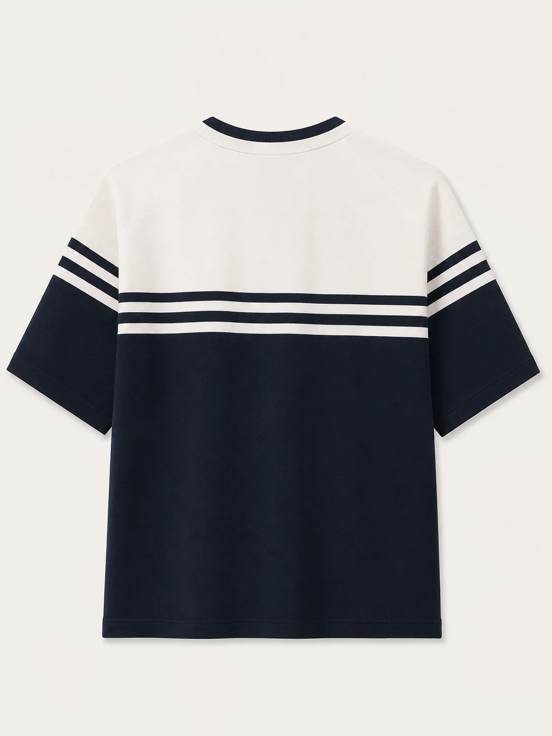 Urban Heritage Knit Stripe T-Shirt – Ivory & Navy