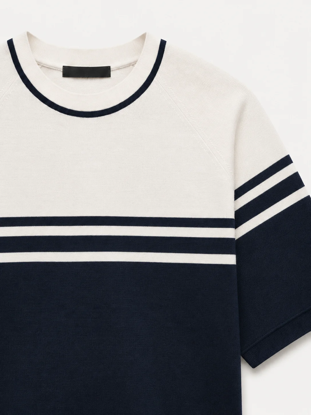 Urban Heritage Knit Stripe T-Shirt – Ivory & Navy